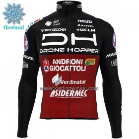 Wielershirt 2022 Androni Giocattoli Lange Mouw Winter Thermal Fleece Rood Zwart
